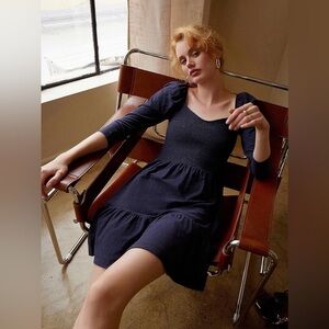 Nation LTD Noel Tiered Babydoll Mini Dress - Navy Blue - Size Medium